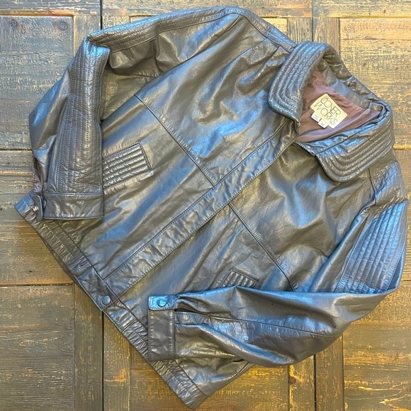Corner Works Jackets & Blazers - Vintage Leather Jacket bomber style 12 L corner works gray grey